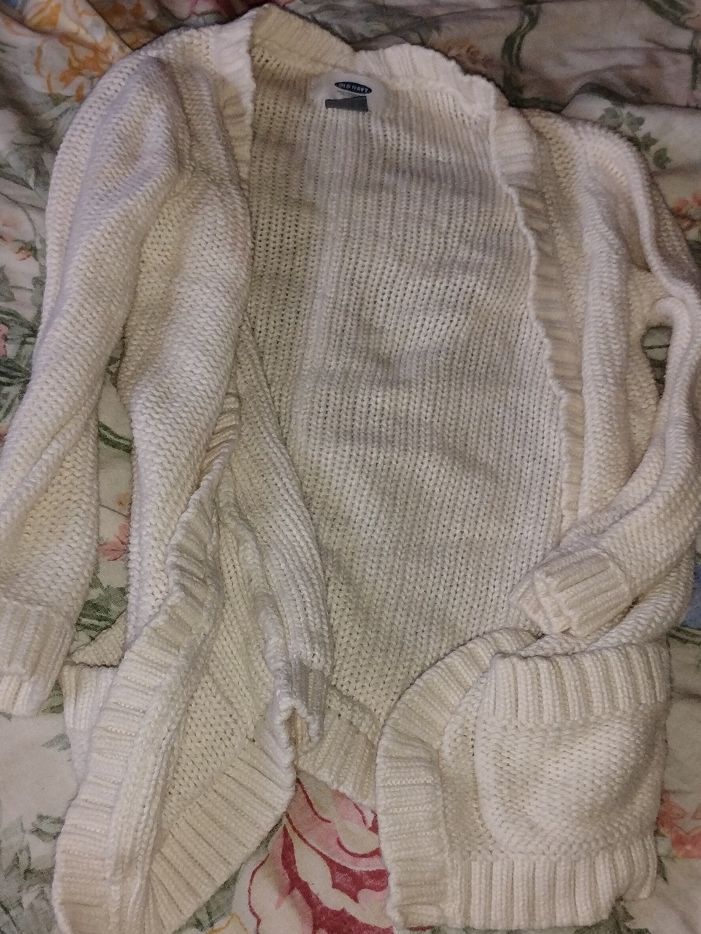 Old Navy Toddler Girls Cream Open Front Knit Cardigan